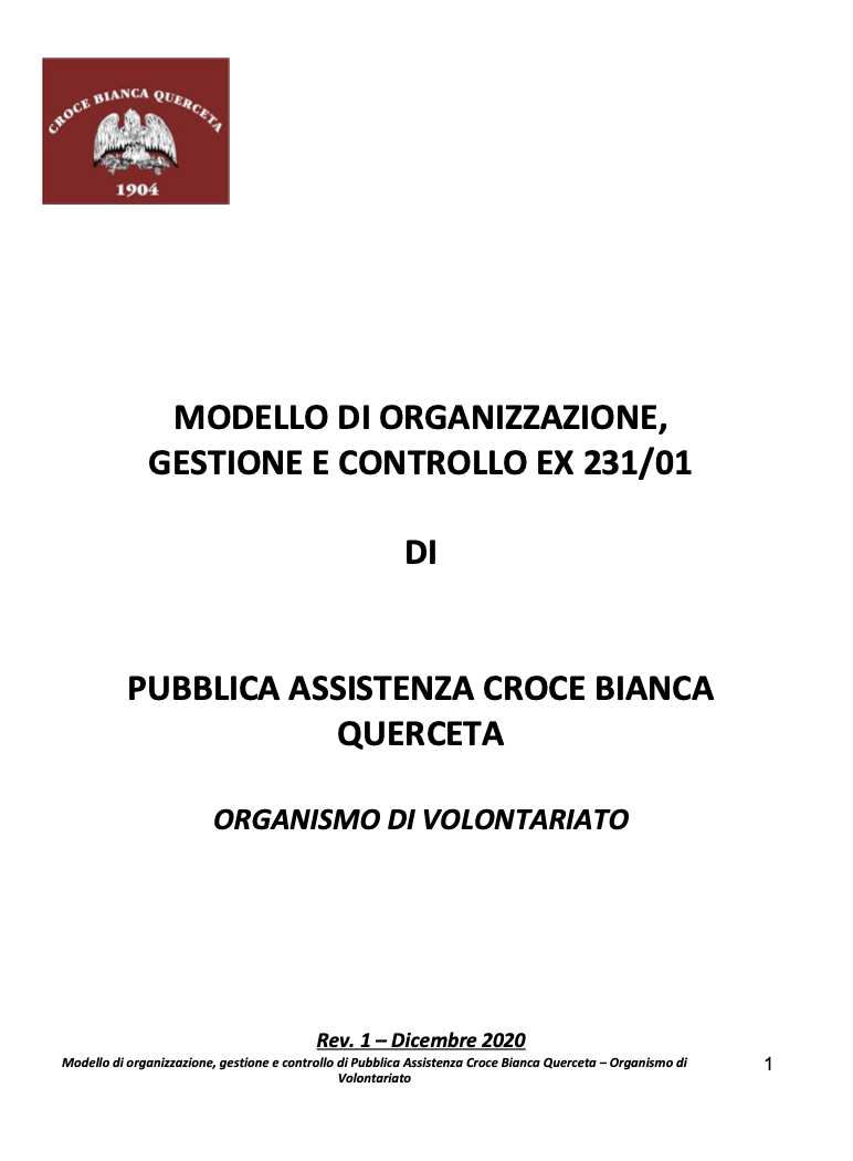 Modello di organizzazione, Gestione e Controllo Ex 231/01